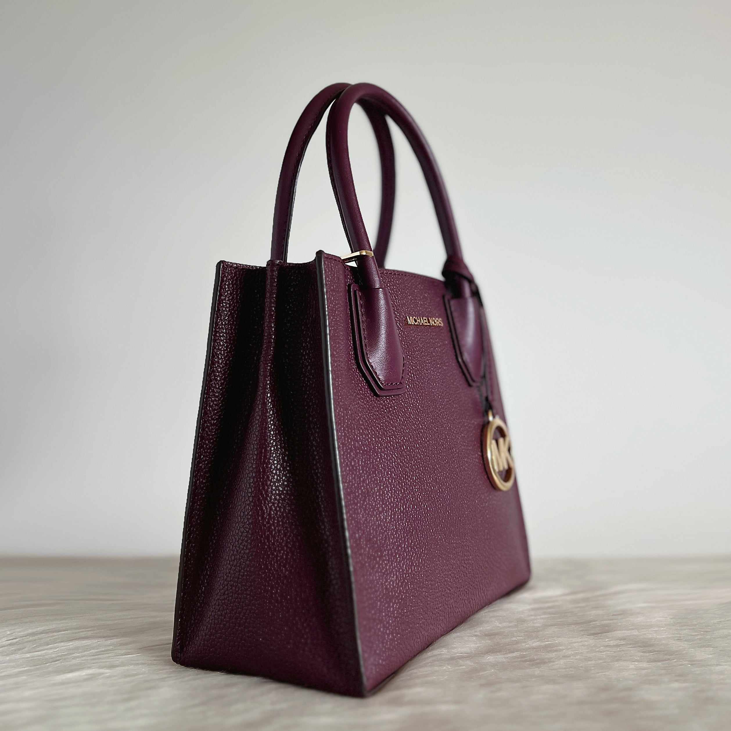 Michael Kors Plum Leather Triple Compartment 2 Way Shoulder Bag Like New