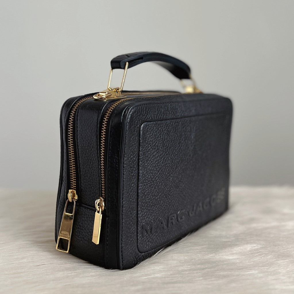 Marc Jacobs Black Leather Double Compartment Box Bag