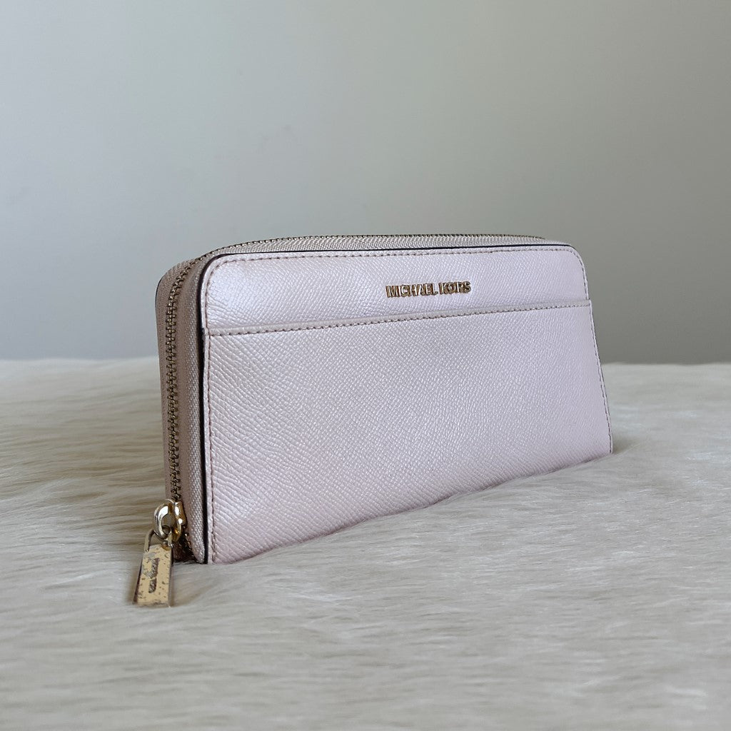 Michael Kors Blush Pink Leather Front Logo Long Wallet