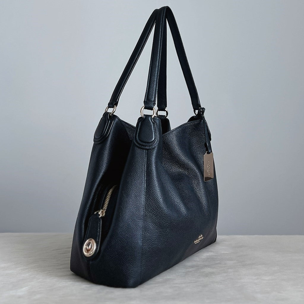 Coach Black Leather Triple Compartment Shoulder Bag Like New