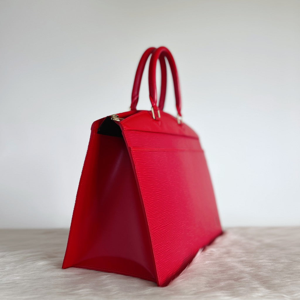 Louis Vuitton Red Epi Leather Riviera Large Tote Bag Excellent