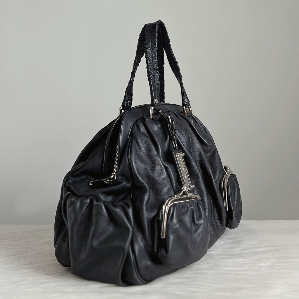 Dolce &amp; Gabbana D&amp;G Black Leather Front Detail Large Tote Bag Excellent