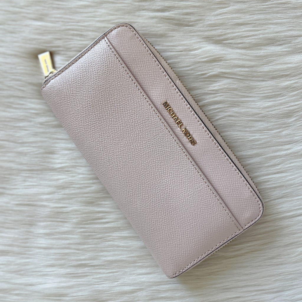 Michael Kors Blush Pink Leather Front Logo Long Wallet