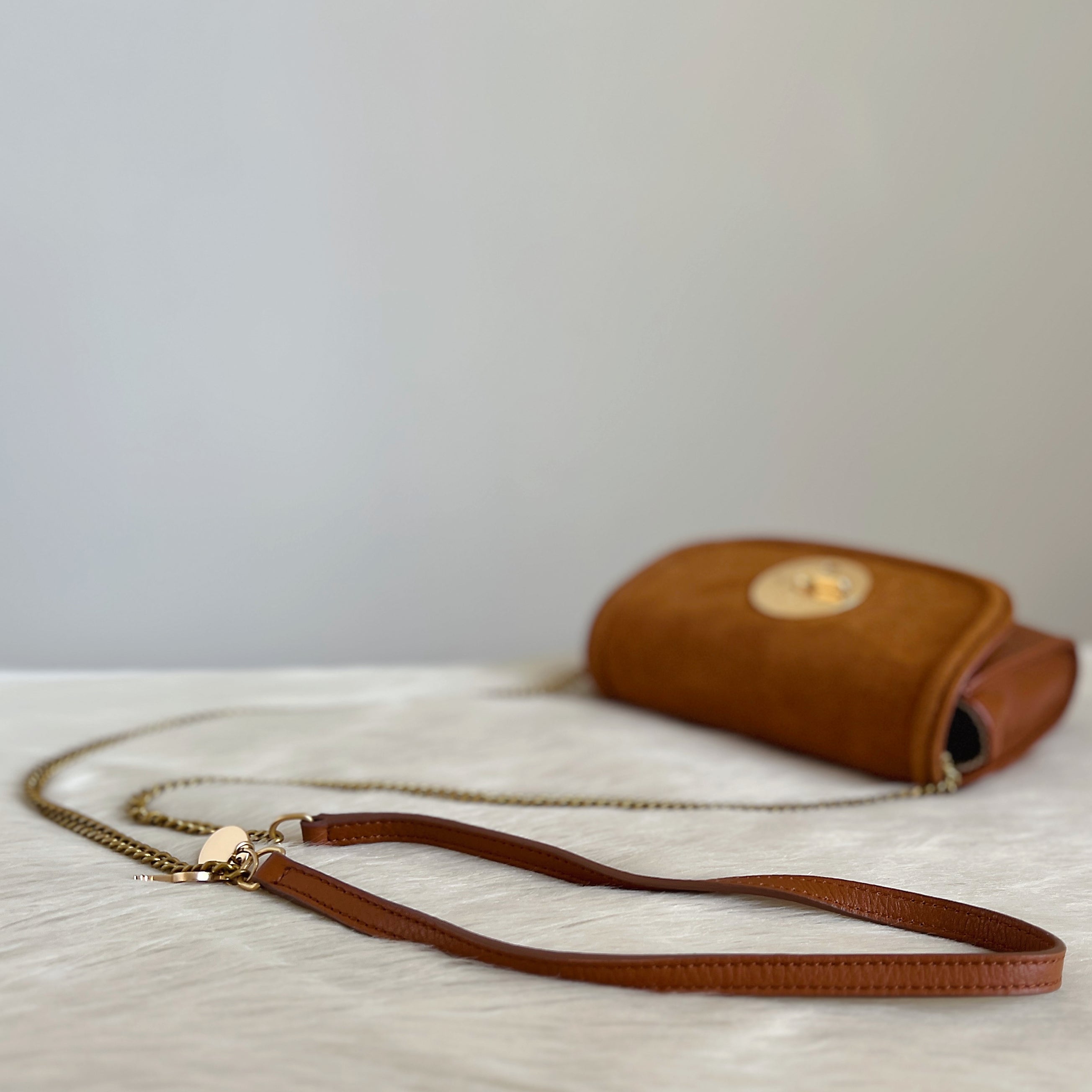 See by Chloe Caramel Leather Front Buckle Detail Crossbody Shoulder Bag