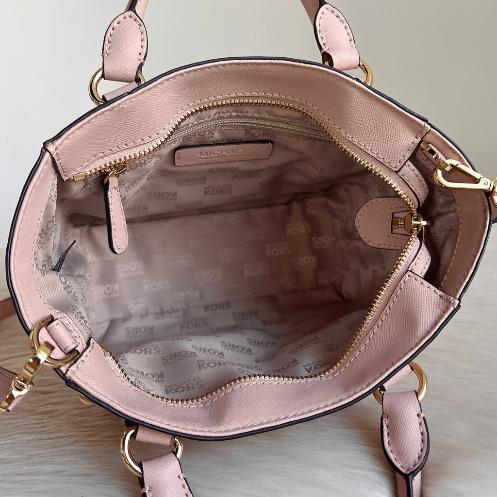 Michael Kors Pink Saffiano Leather Studded 2 Way Shoulder Bag Excellent