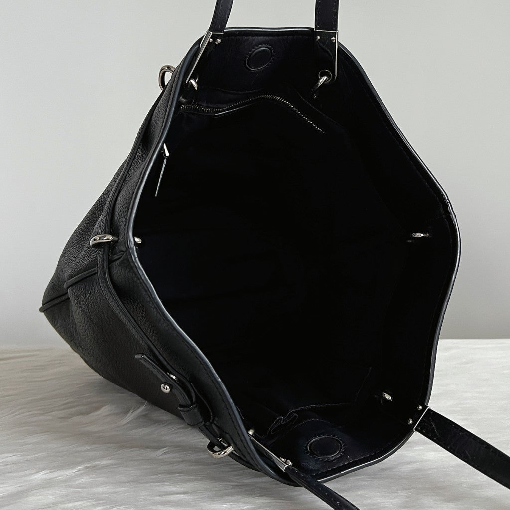 Marc Jacobs Black Leather Front Logo Carryall Shoulder Bag