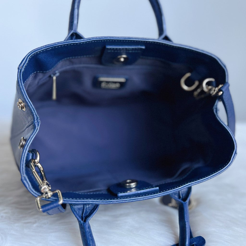 Furla Violet Leather F Charm Career 2 Way Shoulder Bag Like New