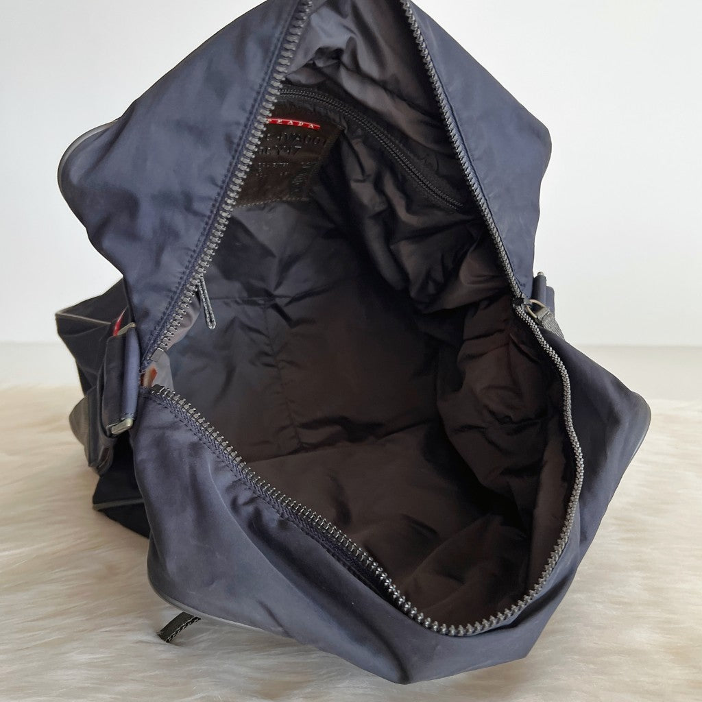 Prada Navy Sports Messenger Double Compartment Carryall Shoulder Bag