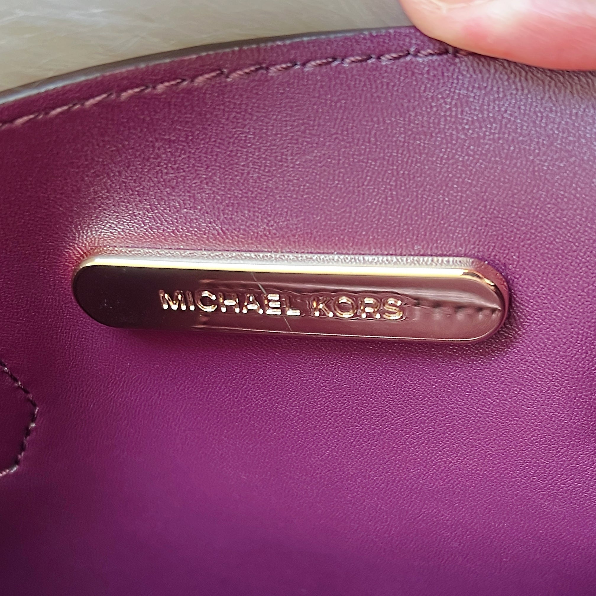 Michael Kors Plum Leather Triple Compartment 2 Way Shoulder Bag Like New