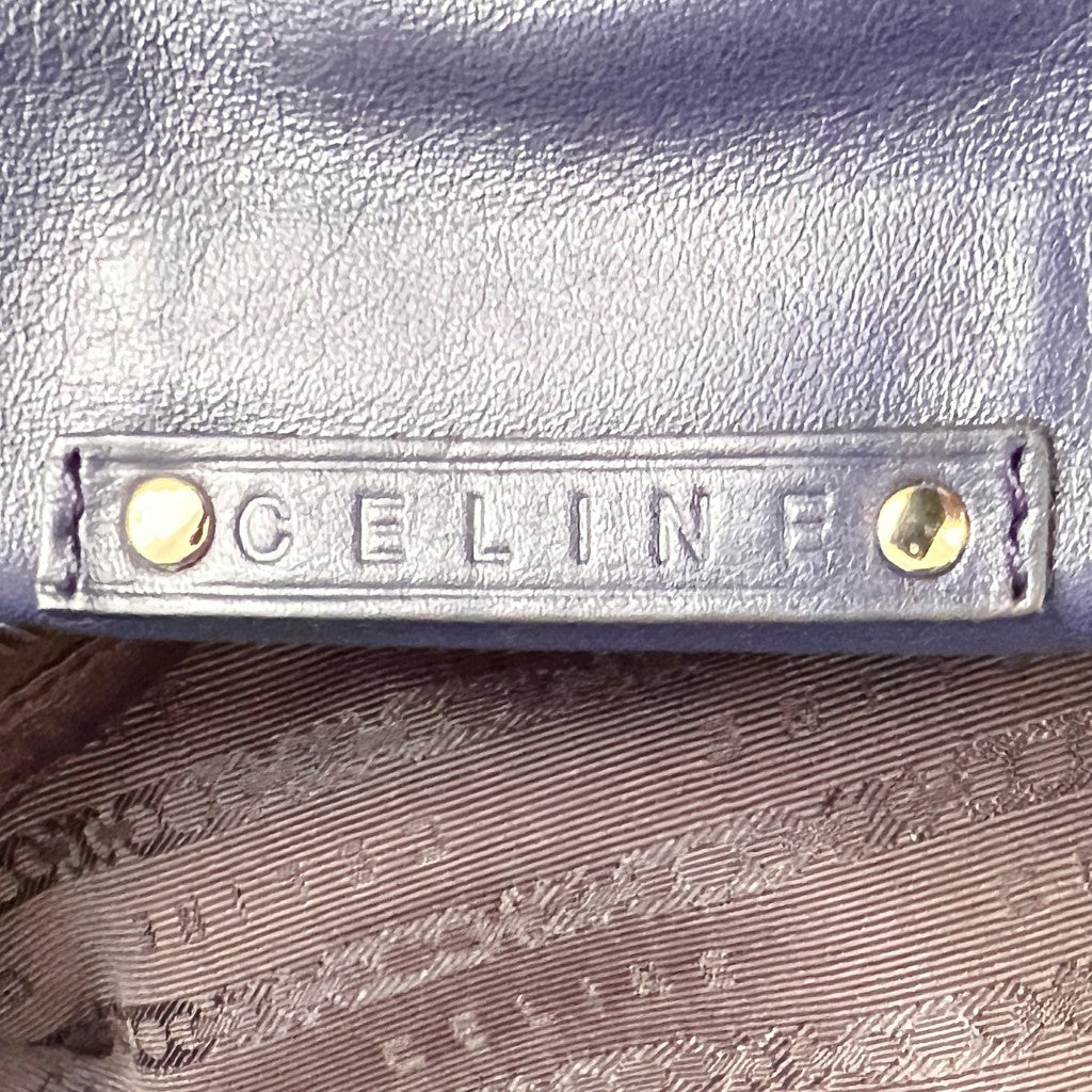 Celine Violet Leather Front Turn Lock Shoulder Bag Excellent