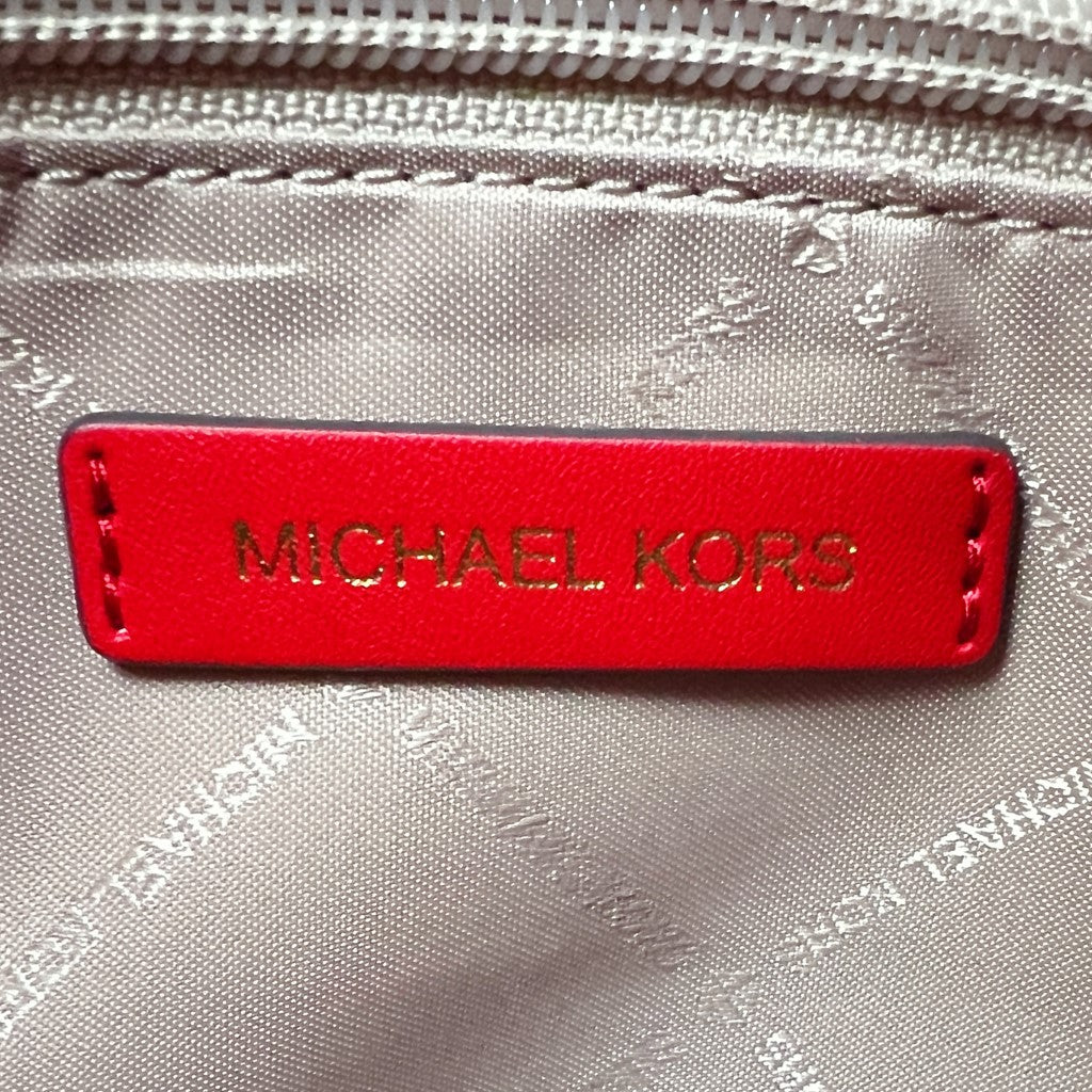 Michael Kors Red Leather Patchwork MK Logo Detail 2 Way Shoulder Bag Like New