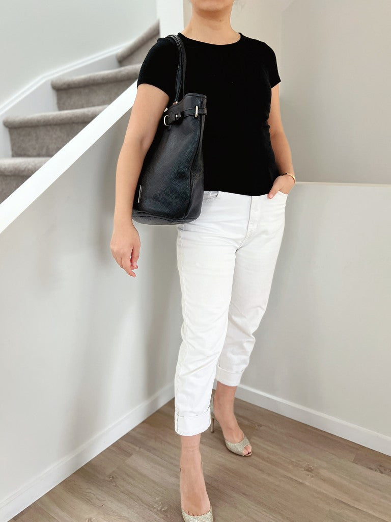 Marc Jacobs Black Leather Front Logo Carryall Shoulder Bag