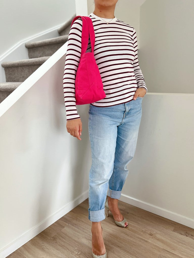 Ralph Lauren Fuchsia Canvas Signature Logo Shoulder Bag