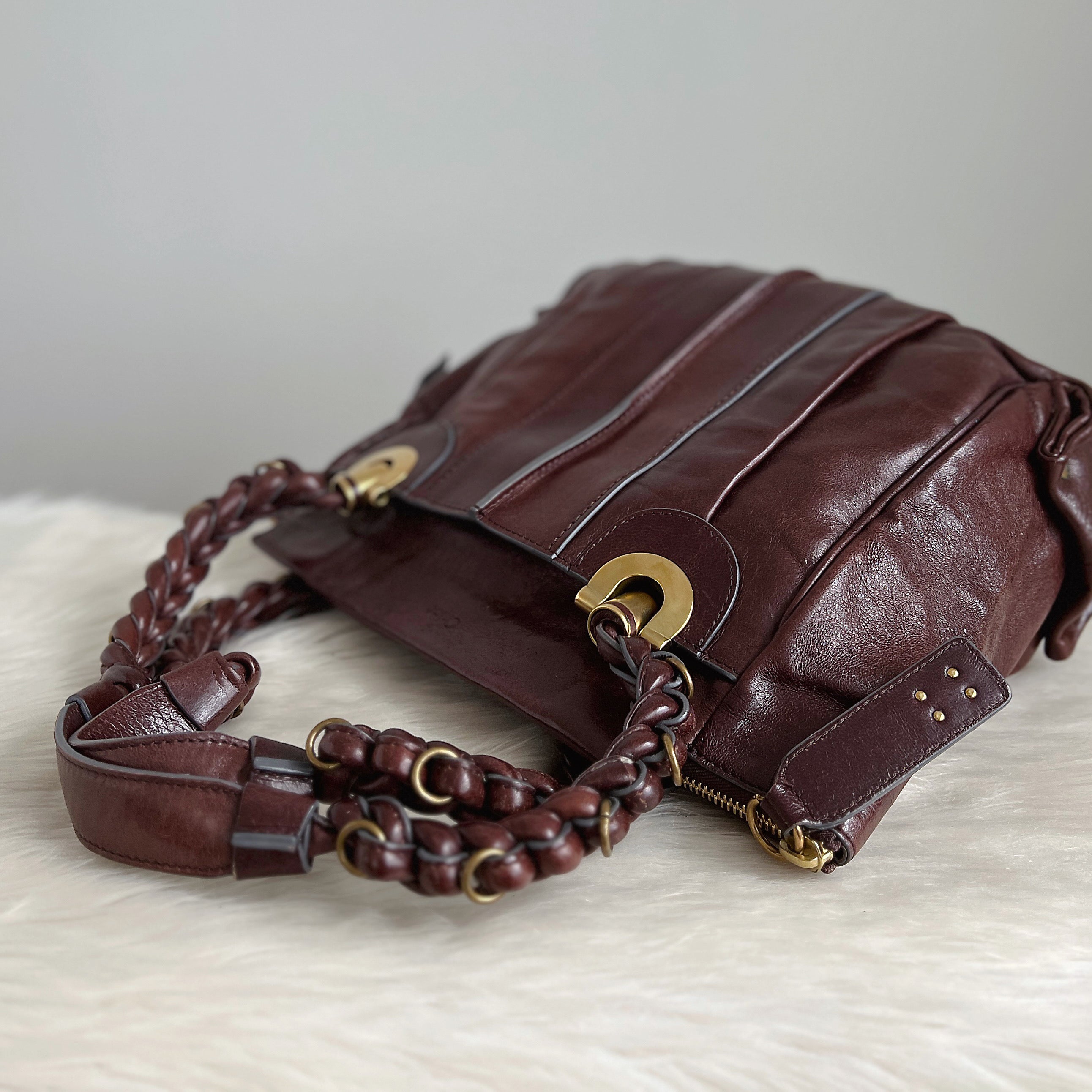 Chloe Dark Chocolate Leather Heloise Shoulder Bag