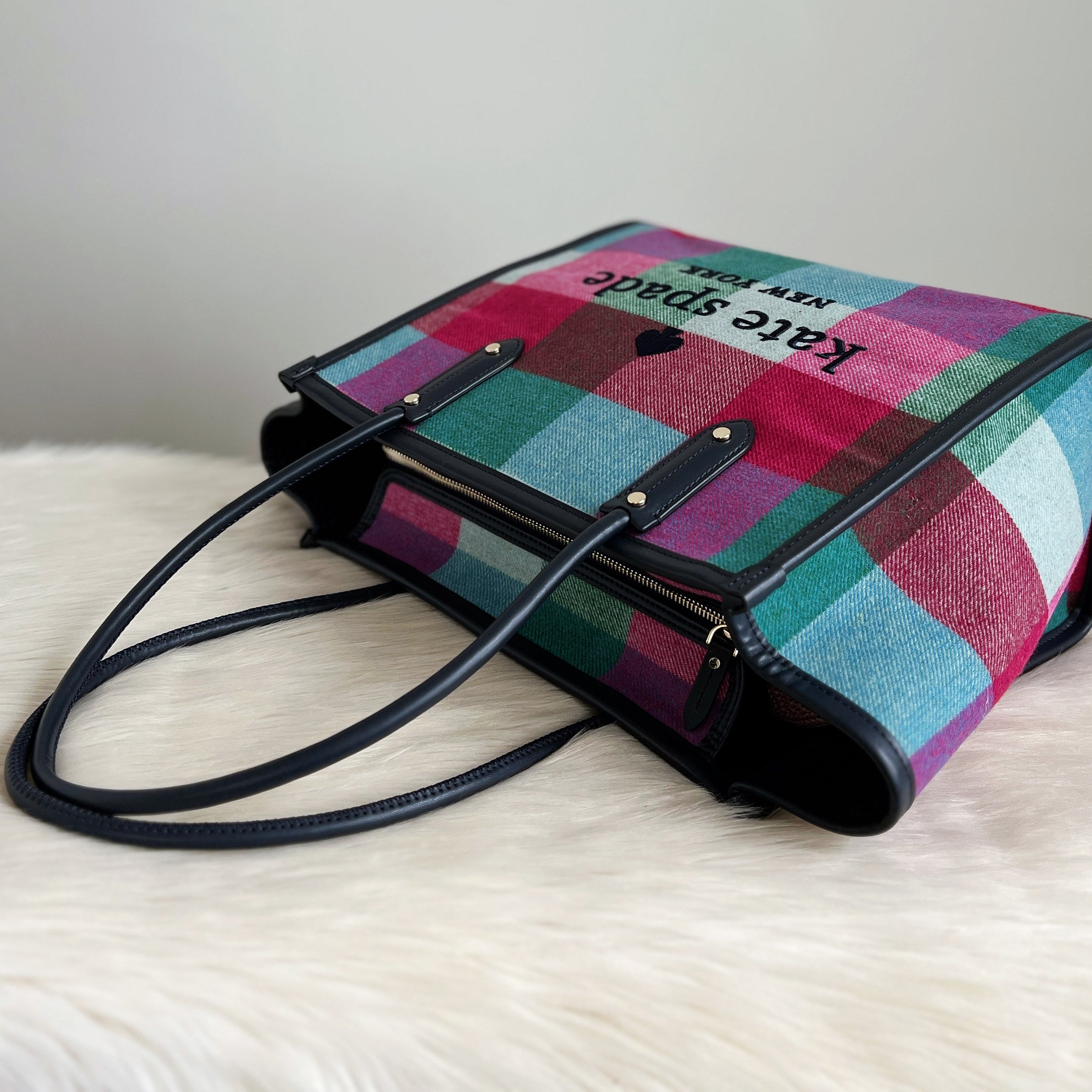 Kate Spade Check Pattern Woollen Shoulder Bag Like New