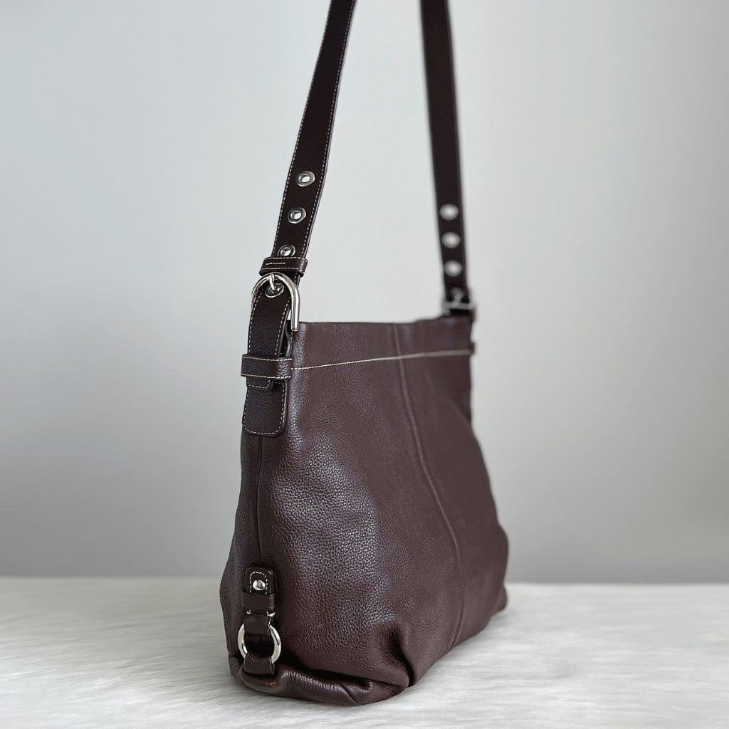 Coach Chocolate Leather Messenger Crossbody Shoulder Bag Excellent
