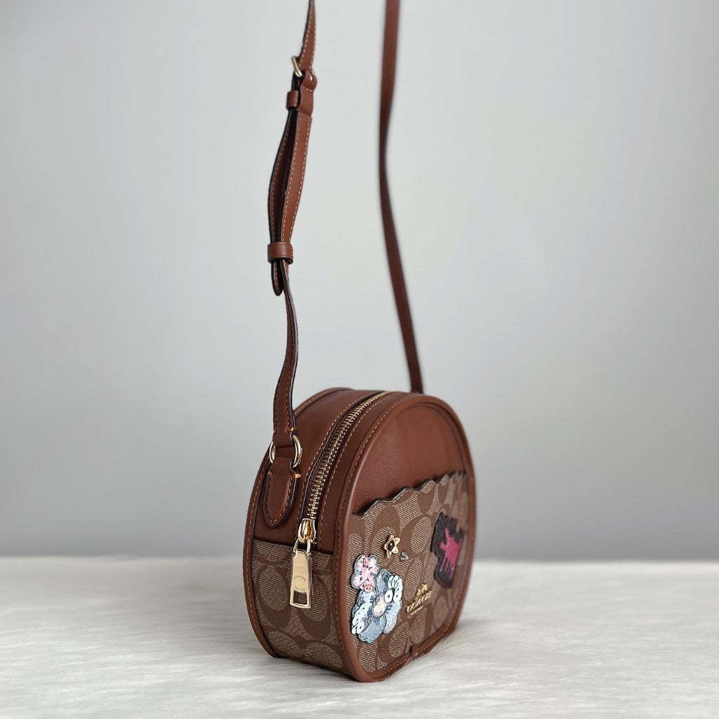 Coach Caramel Leather Monogram Patchwork Crossbody Shoulder Bag Like New
