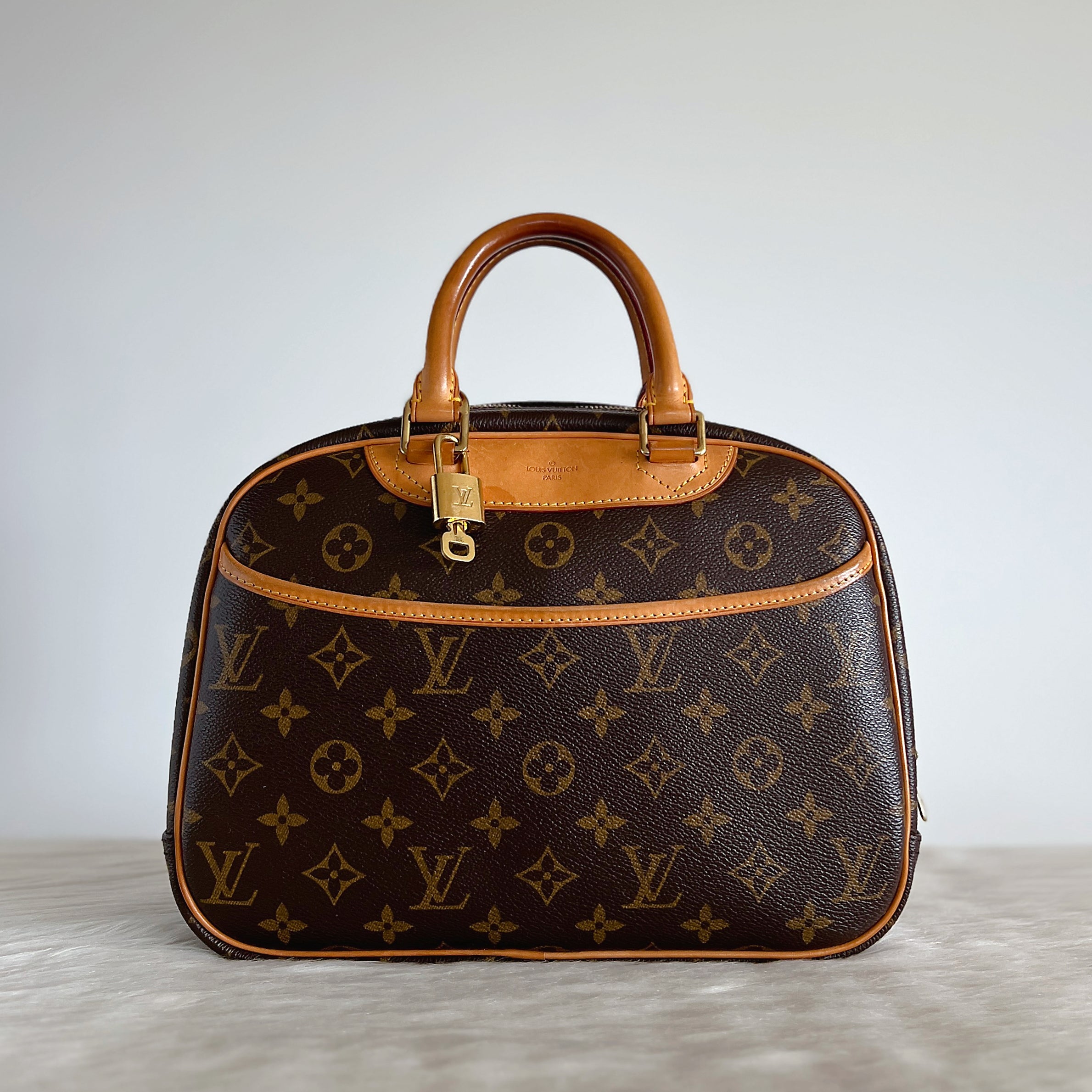 Louis Vuitton Signature Monogram Trouville Tote Lock & Key
