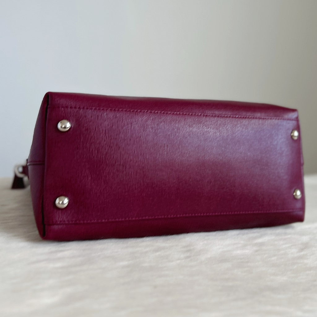 Furla Maroon Leather Career 2 Way Shoulder Bag