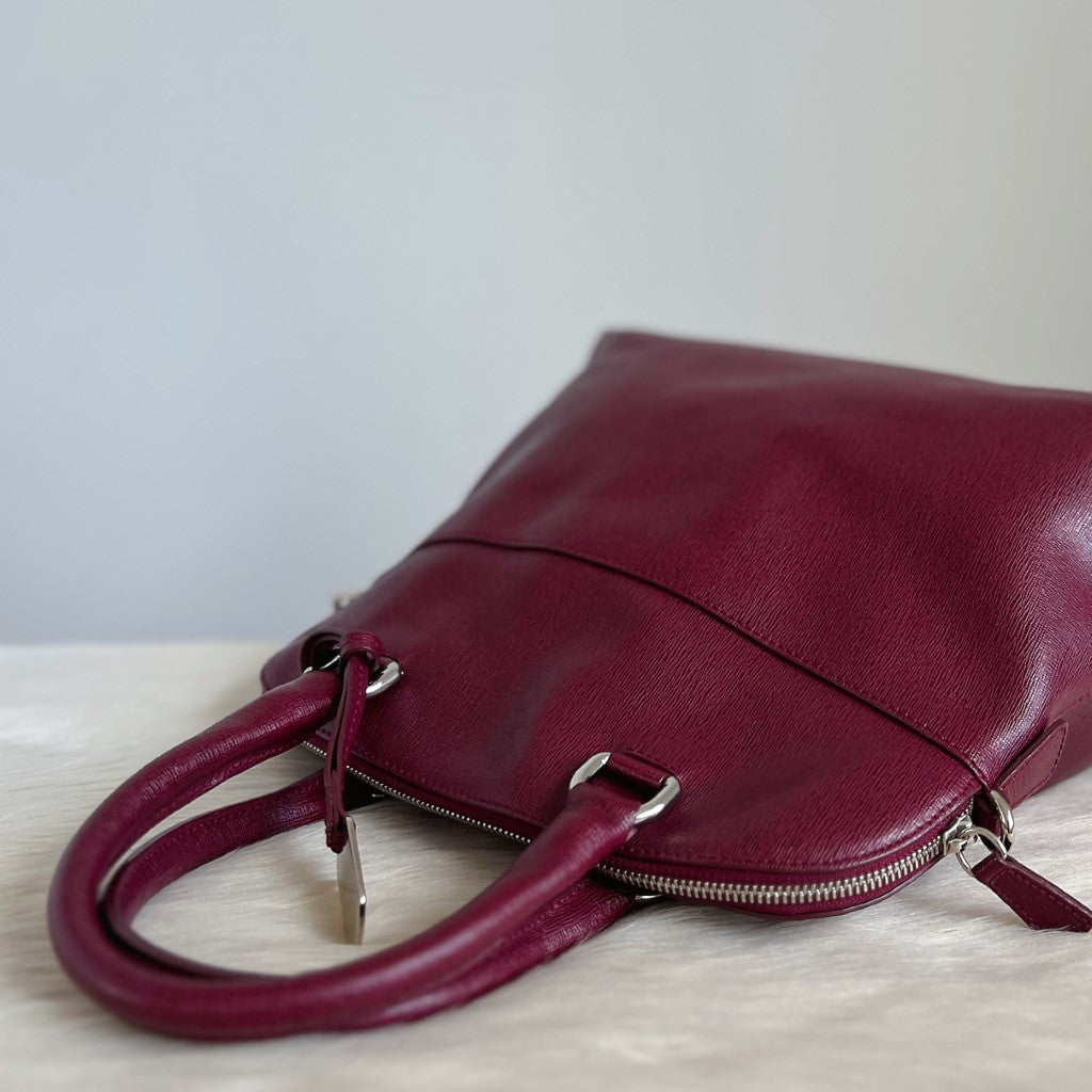 Furla Maroon Leather Career 2 Way Shoulder Bag