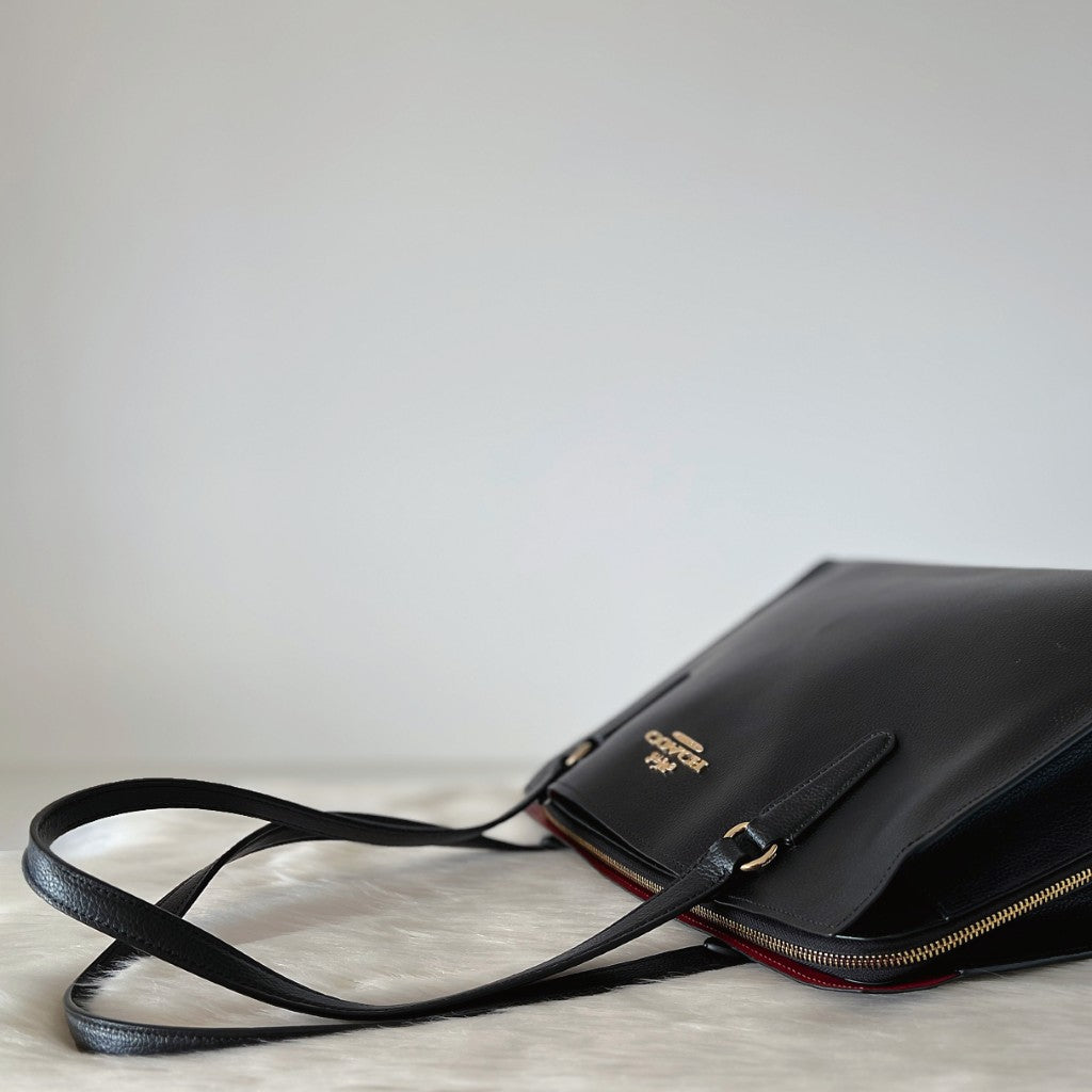 Coach Black Leather Triple Compartment Career Shoulder Bag Like New