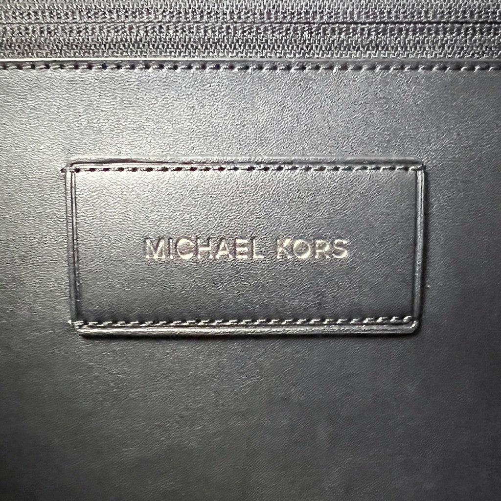 Michael Kors Navy Leather Monogram Oversized Book Tote Shoulder Bag Like New