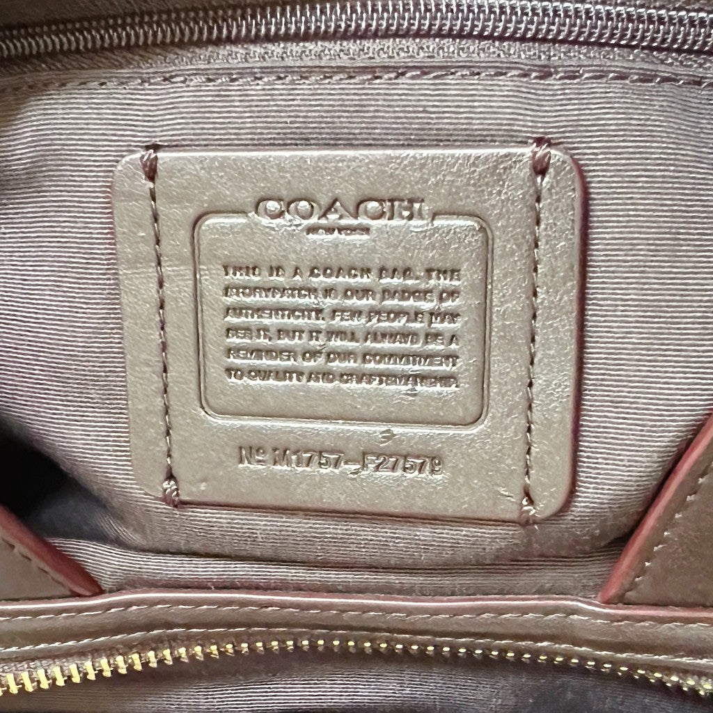 Coach Chocolate Leather Monogram Triple Compartment Shoulder Bag Like New