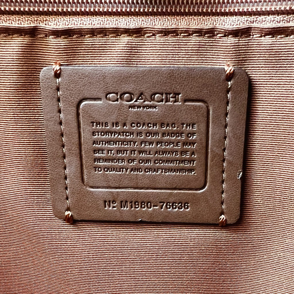 Coach Creamy Leather Monogram Front Logo Carryall Shoulder Bag Like New
