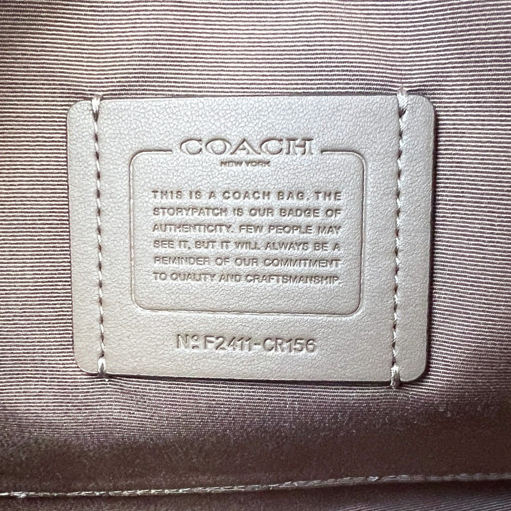Coach Mocha Leather Front Logo Career 2 Way Shoulder Bag Like New