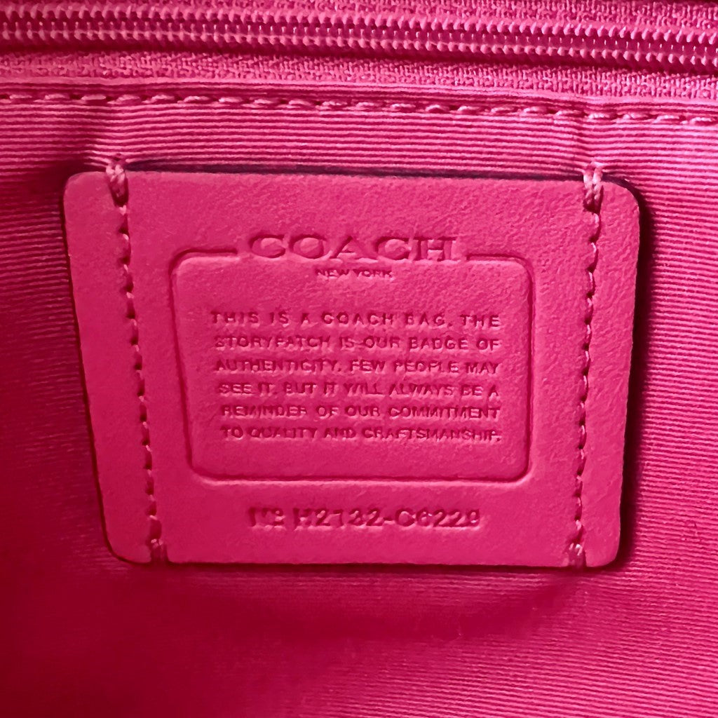 Coach Fuchsia Leather Front Logo 2 Way Shoulder Bag Like New