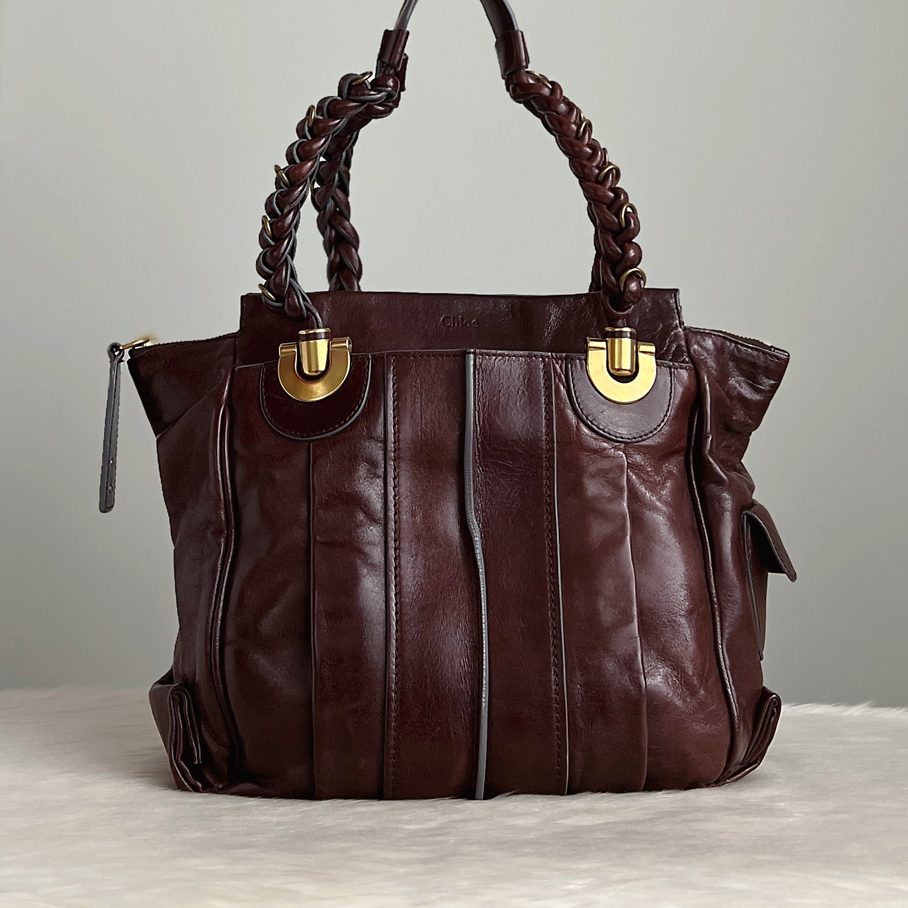 Chloe Dark Chocolate Leather Heloise Shoulder Bag