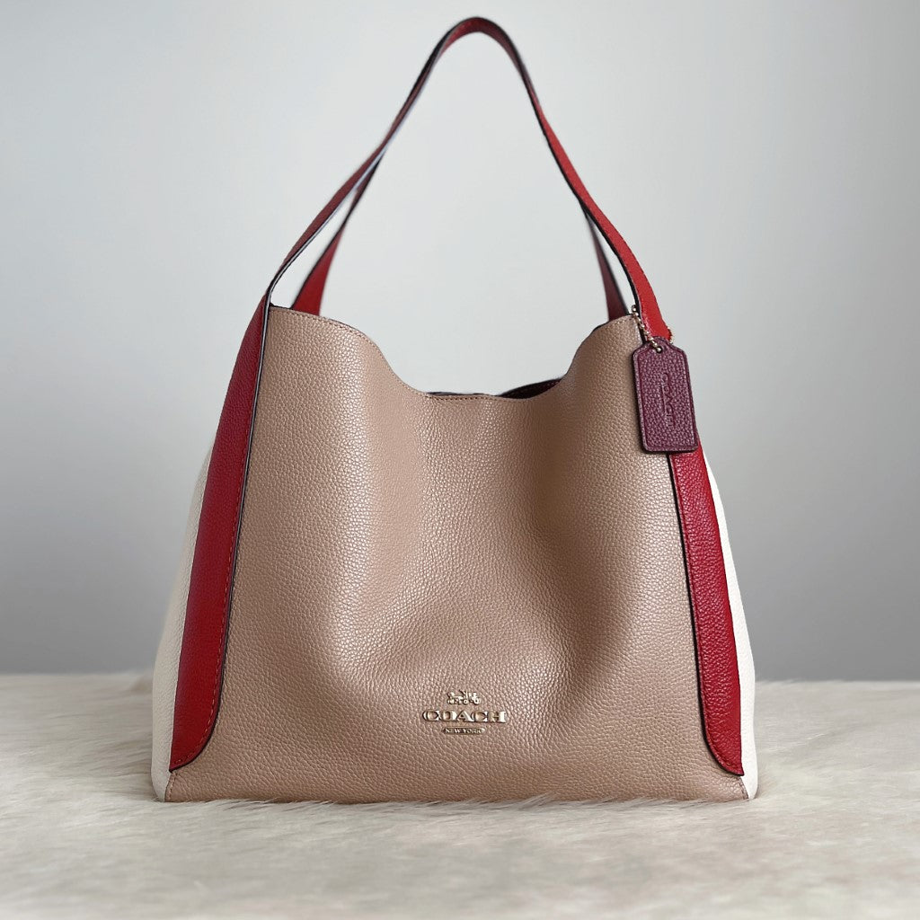 Coach Tri-Tone Leather Triple Compartment Shoulder Bag Like New