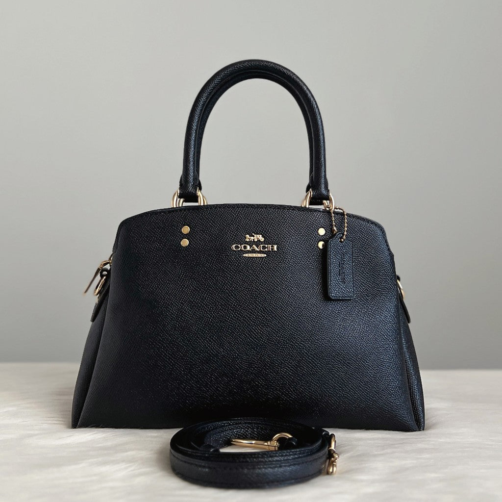 Coach Black Leather Triple Compartment Career 2 Way Shoulder Bag Like New