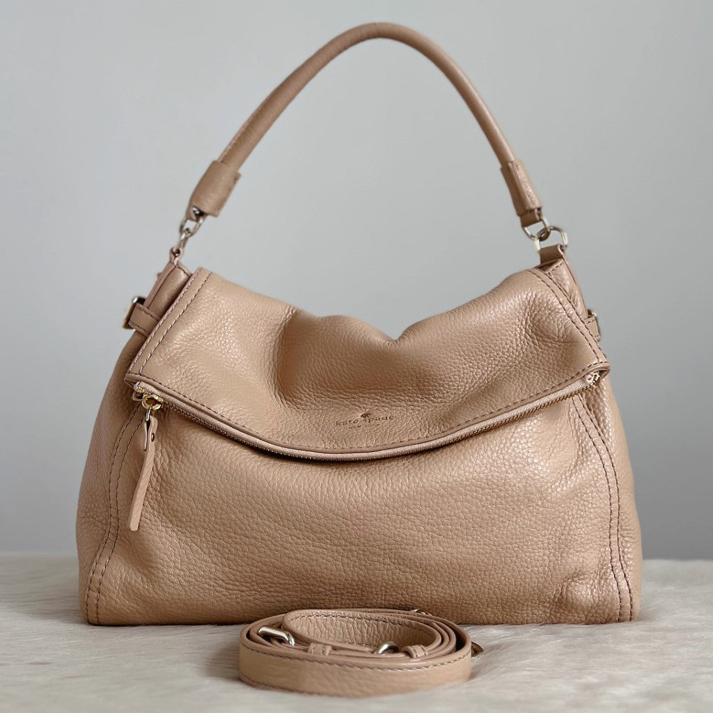 Kate Spade Beige Leather Zipped Flap 2 Way Shoulder Bag Excellent