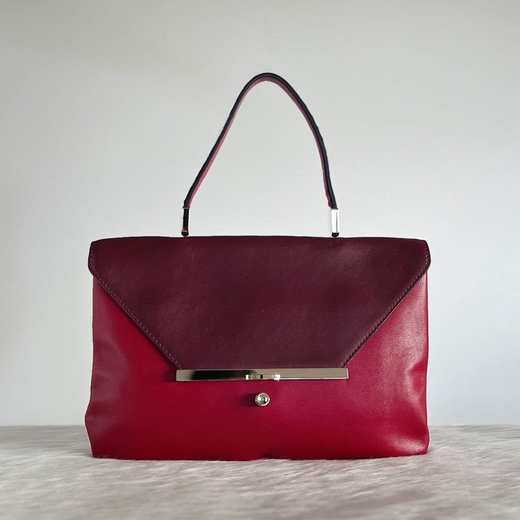 Valentino Two Tone Leather Double Compartment Shoulder Bag Excellent