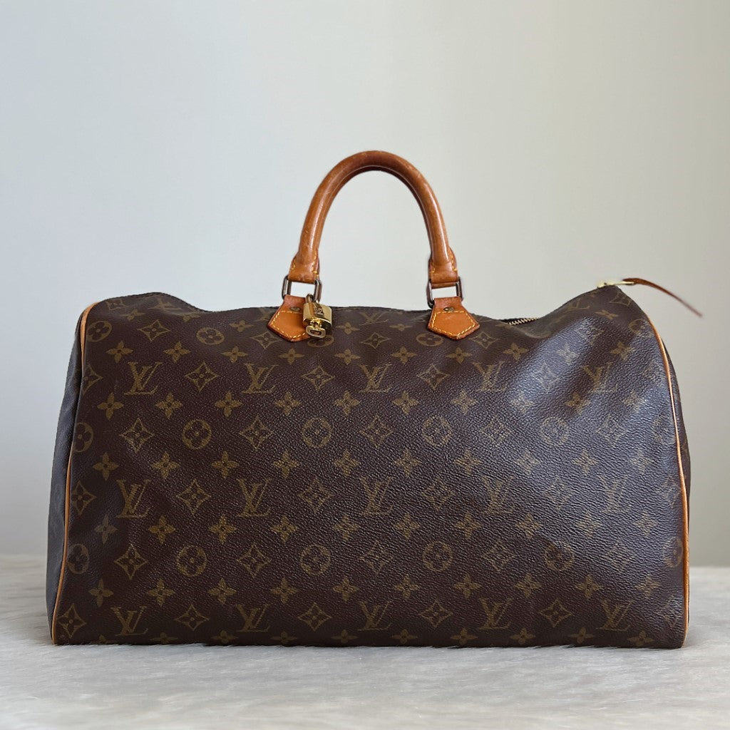 Louis Vuitton Signature Monogram Speedy 40 Large Tote Bag + Lock & Keys