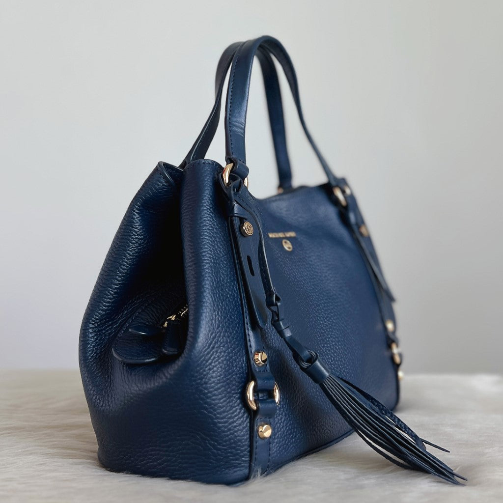 Michael Kors Navy Leather Tassel Charm Detail 2 Way Shoulder Bag Excellent