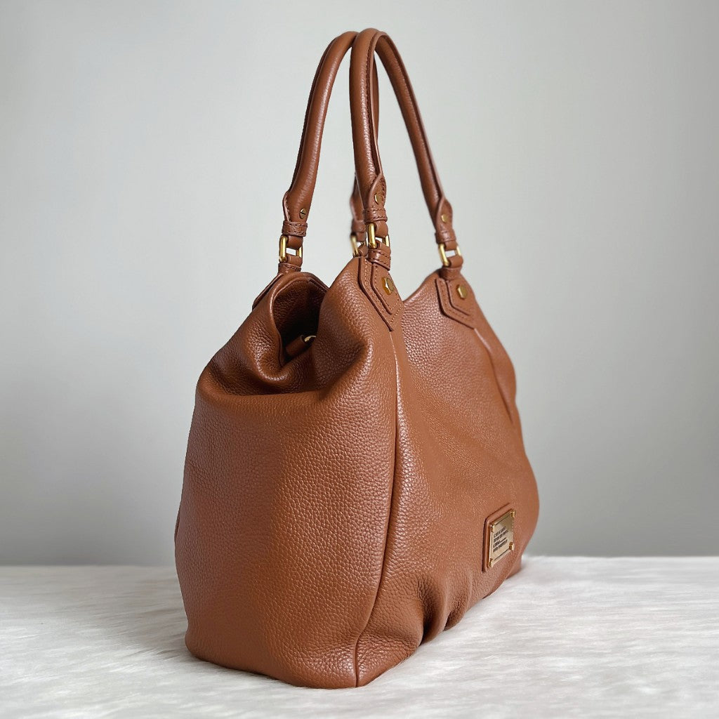 Marc Jacobs Caramel Leather Logo Detail 2 Way Shoulder Bag Like New
