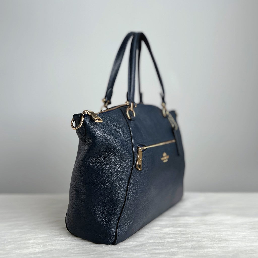 Coach Navy Leather Front Detail 2 Way Shoulder Bag Excellent