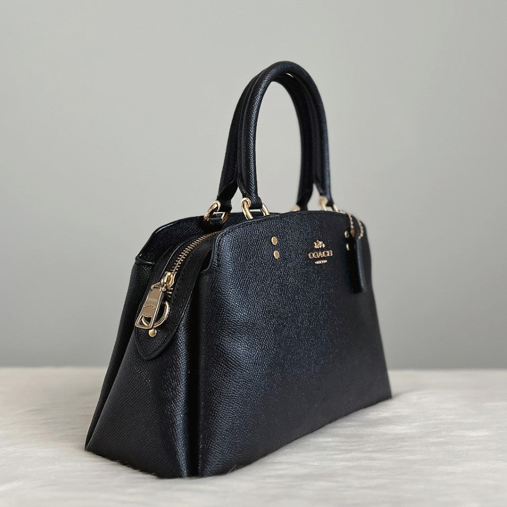Coach Black Leather Triple Compartment Career 2 Way Shoulder Bag Like New