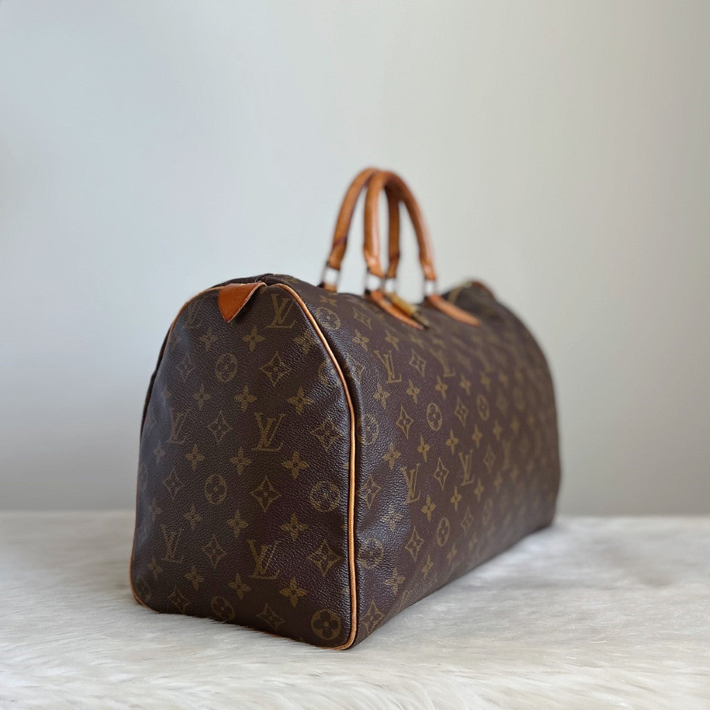 Louis Vuitton Signature Monogram Speedy 40 Large Tote Bag + Lock & Keys