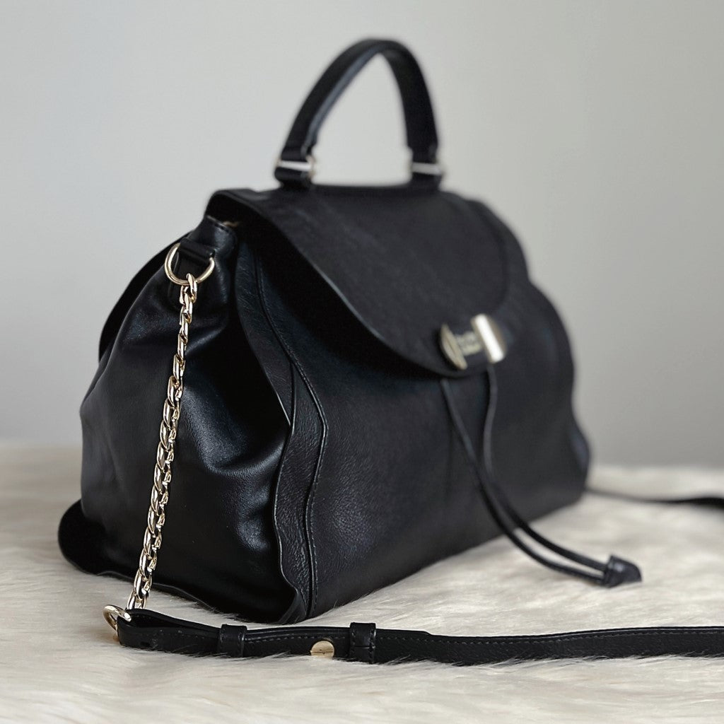 See by Chloe Black Leather Front Bow Detail 2 Way Shoulder Bag