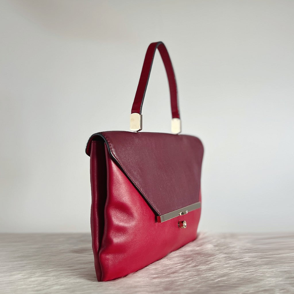 Valentino Two Tone Leather Double Compartment Shoulder Bag Excellent