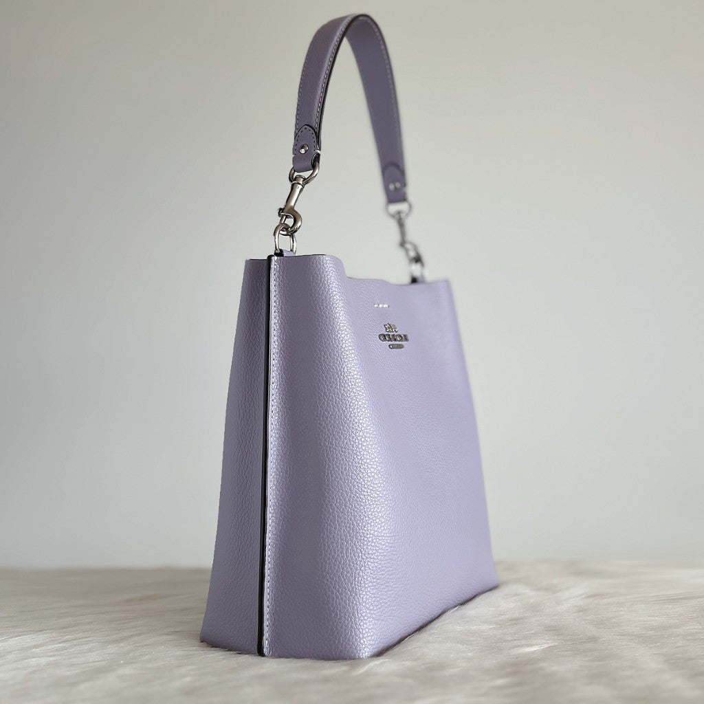 Coach Lavender Leather Triple Compartment Bucket 2 Way Shoulder Bag Like New