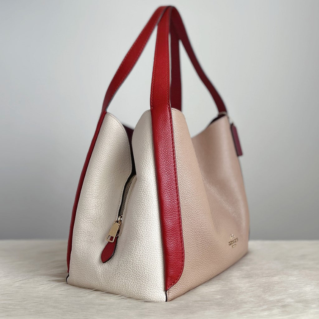 Coach Tri-Tone Leather Triple Compartment Shoulder Bag Like New