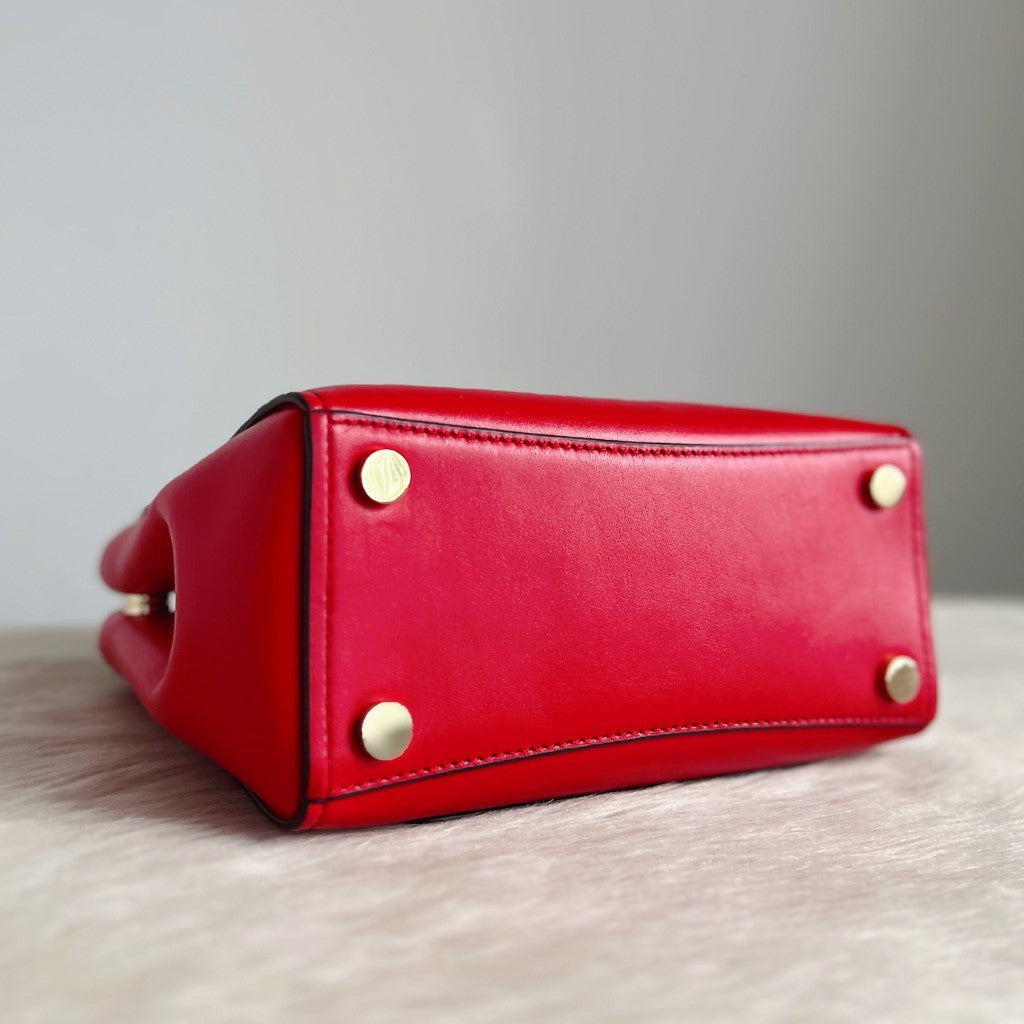 Michael Kors Red Leather Triple Compartment 2 Way Shoulder Bag Excellent