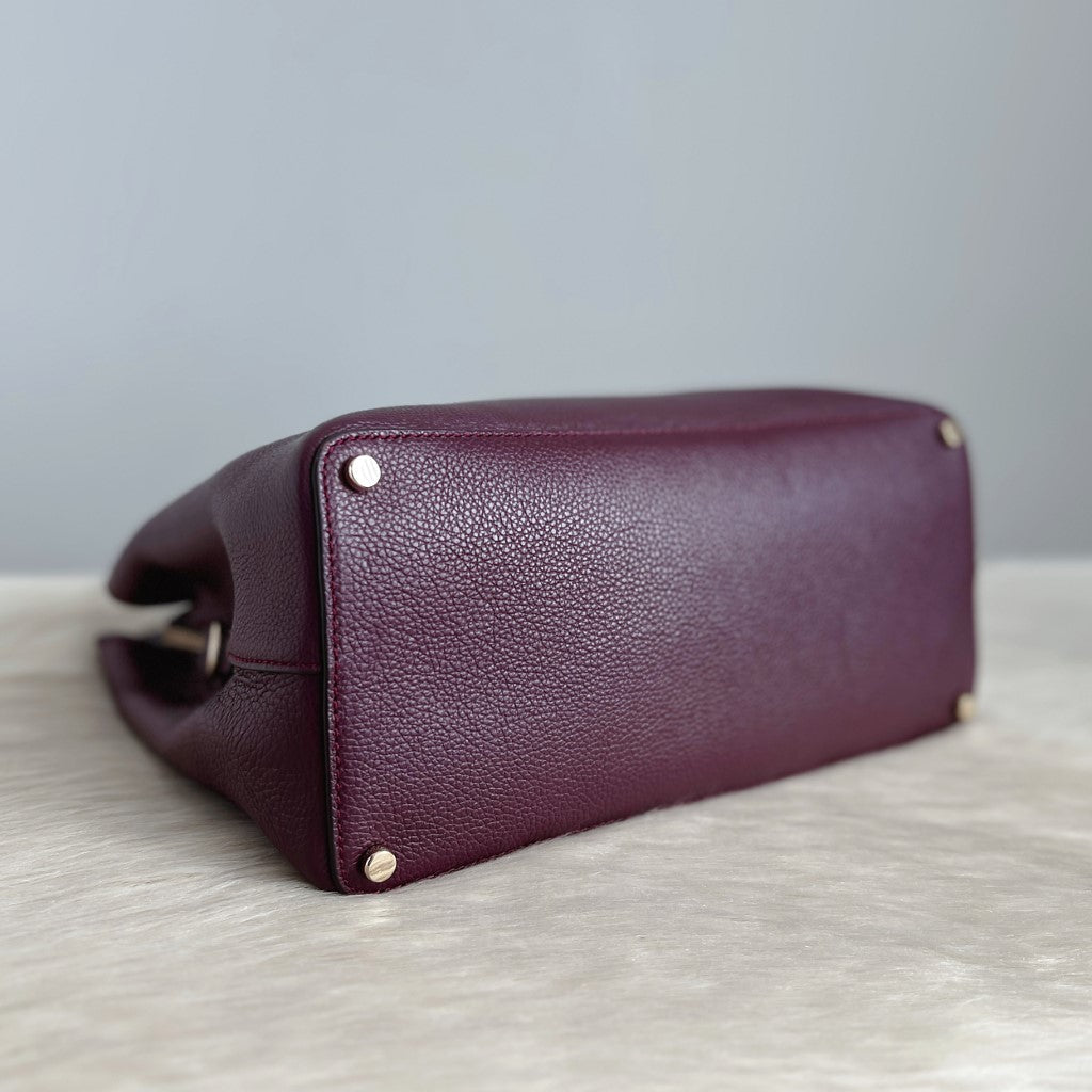 Kate Spade Burgundy Leather Triple Compartment 2 Way Shoulder Bag Like New