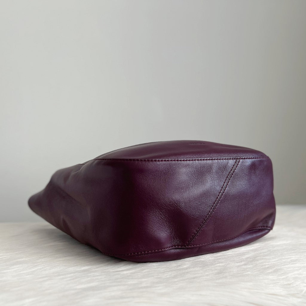 Jimmy Choo Burgundy Leather Slouchy Carryall Shoulder Bag Excellent