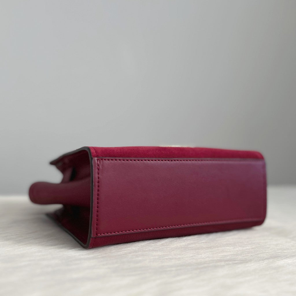 Michael Kors Bordeaux Leather Suede Patchwork Crossbody Shoulder Bag New with Tags