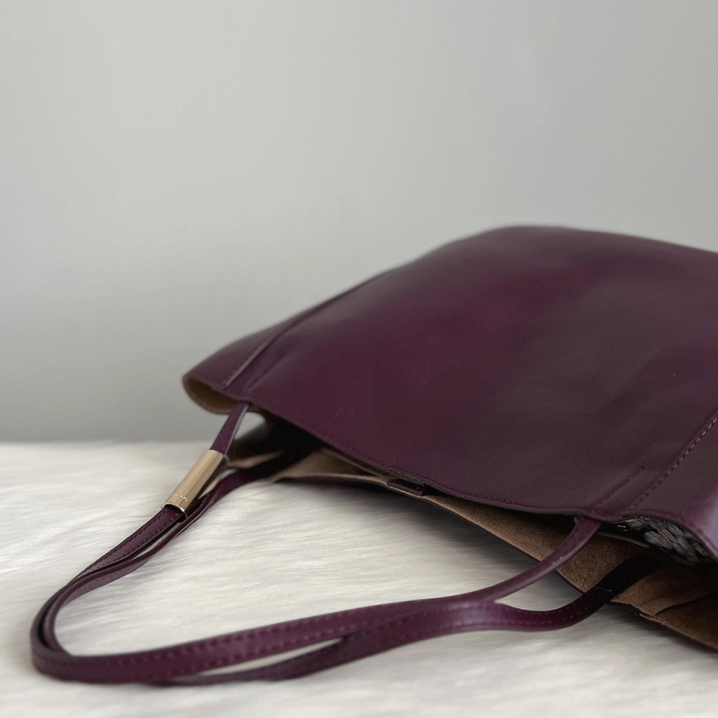 Jimmy Choo Burgundy Leather Slouchy Carryall Shoulder Bag Excellent